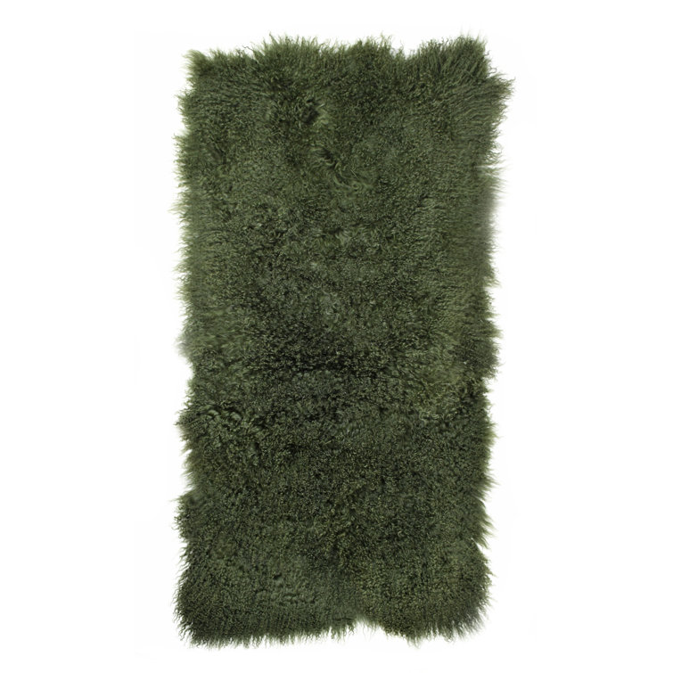 Trophy Room Stuff Handmade Sheepskin Area Rug in Olive Green Wayfair